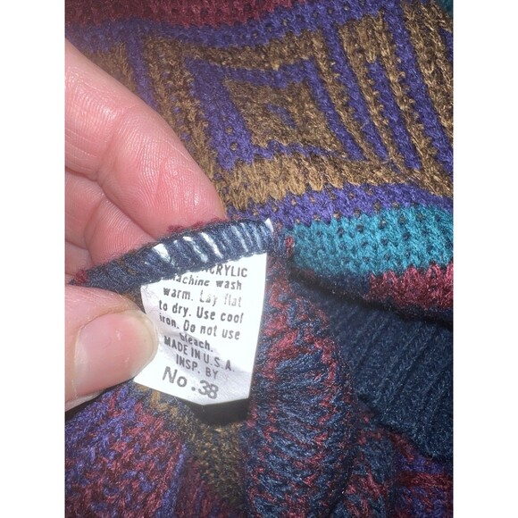 Styled By Elegant Sweater Mens Large Geometric Knit Made USA y2k grandpa Cosby - Picture 4 of 6